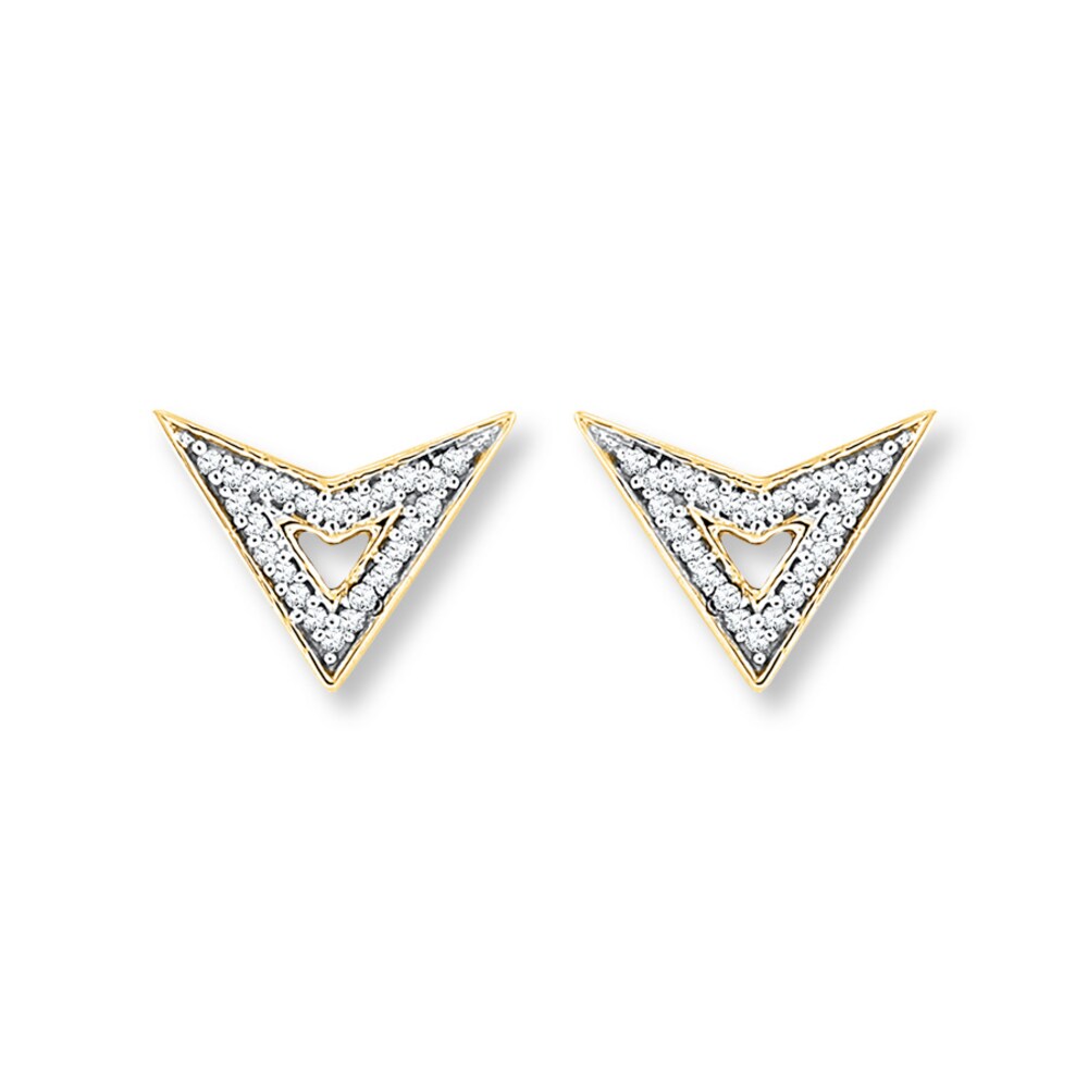 Diamond Chevron Earrings 1/15 ct tw Round-cut 10K Yellow Gold 1ZSmFR4F
