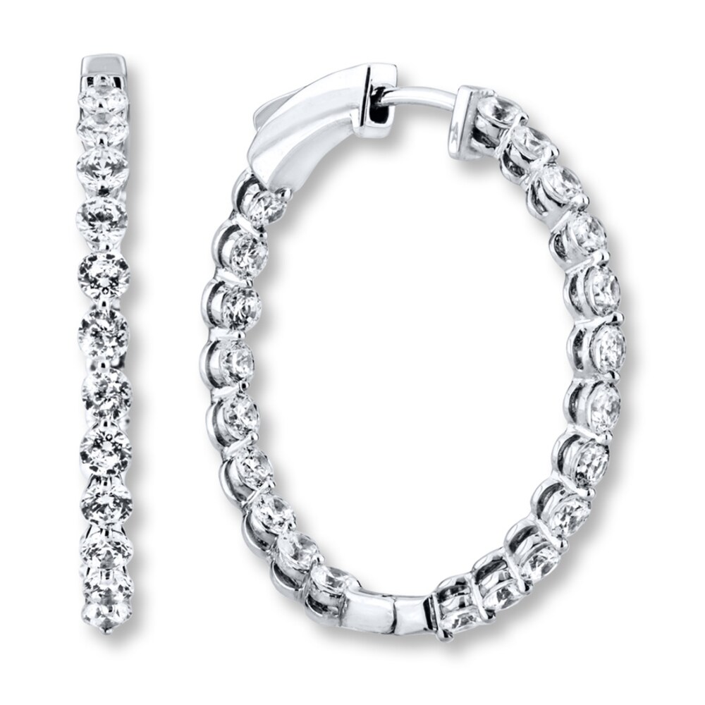 Diamond Hoop Earrings 2-1/2 ct tw Round-cut 14K White Gold 1ejGHRIt