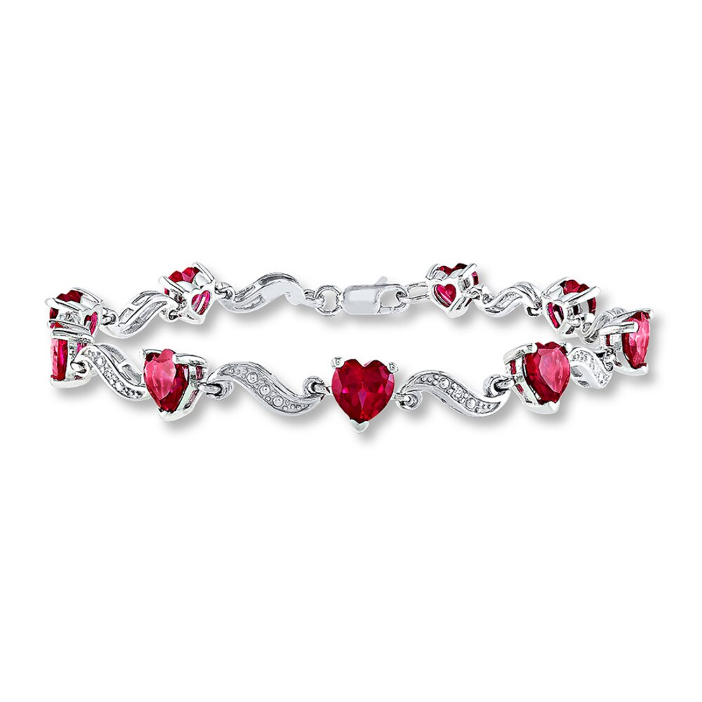 Heart Bracelet Lab-Created Rubies Sterling Silver 1h4yKcfi