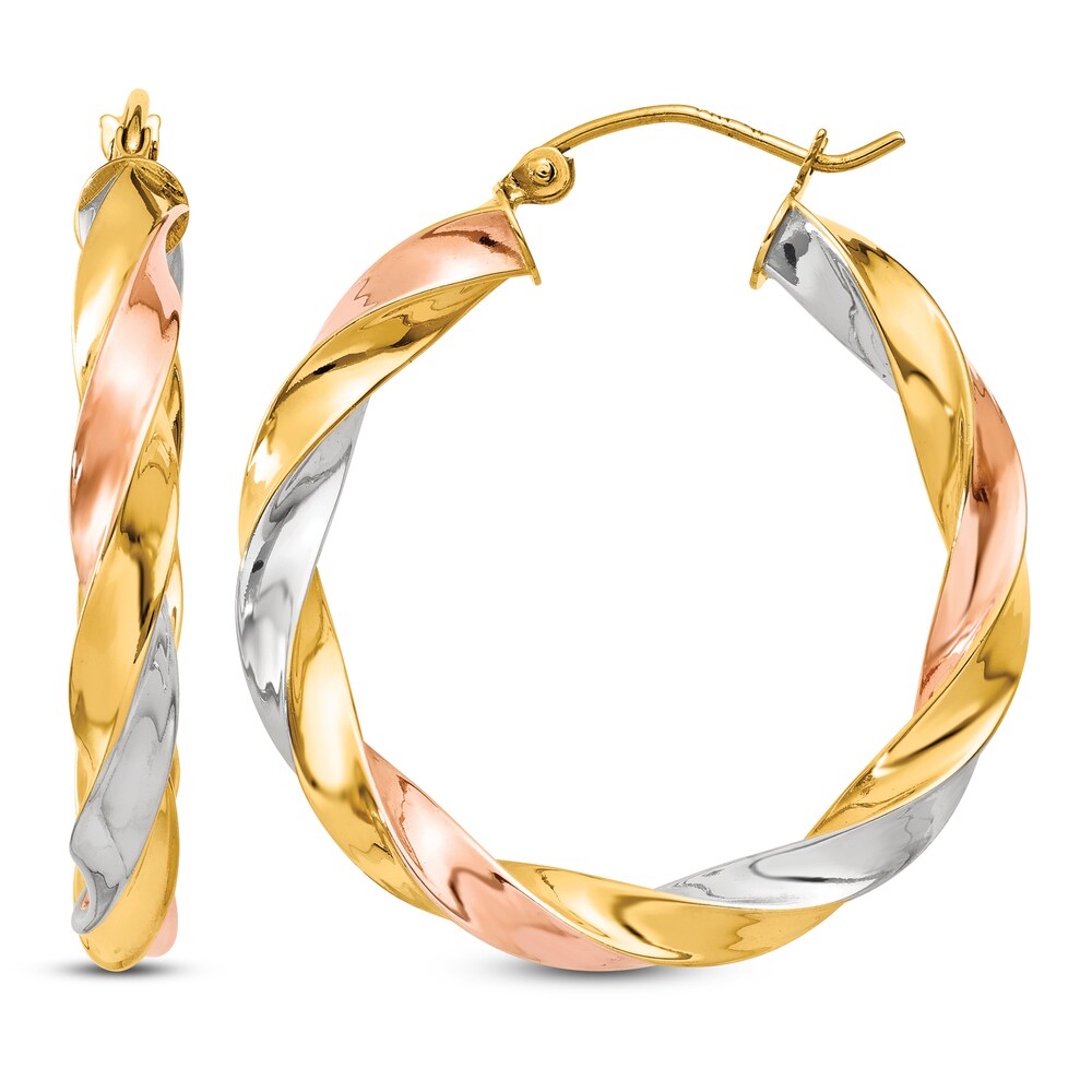 Twisted Hoop Earrings 14K Tri-Tone Gold 1i6CjS6j