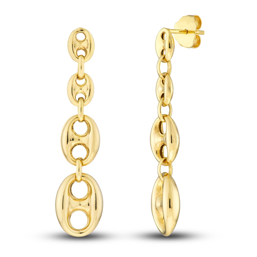 Puffy Mariner Chain Drop Earrings 14K Yellow Gold 1iRAbrow