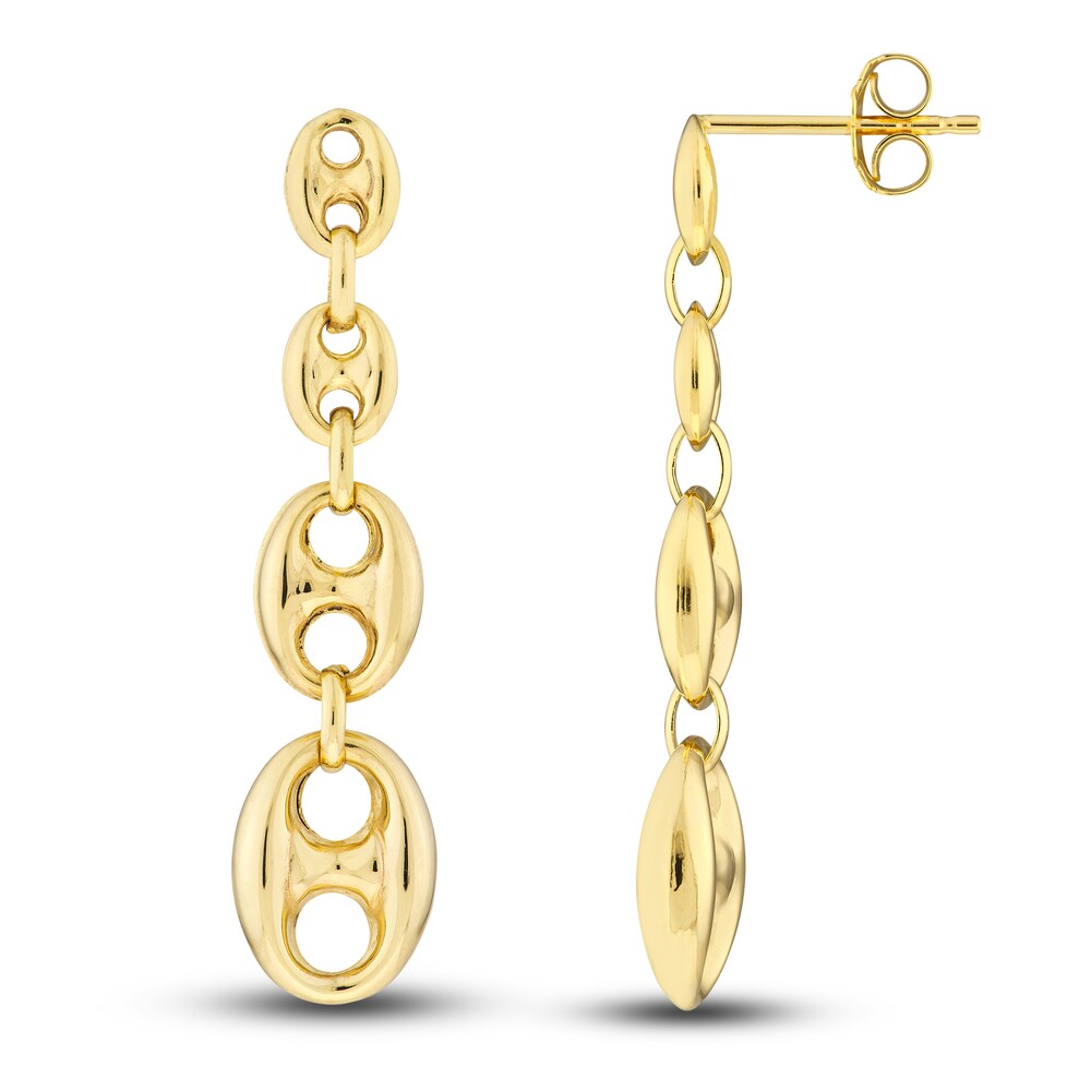 Puffy Mariner Chain Drop Earrings 14K Yellow Gold 1iRAbrow