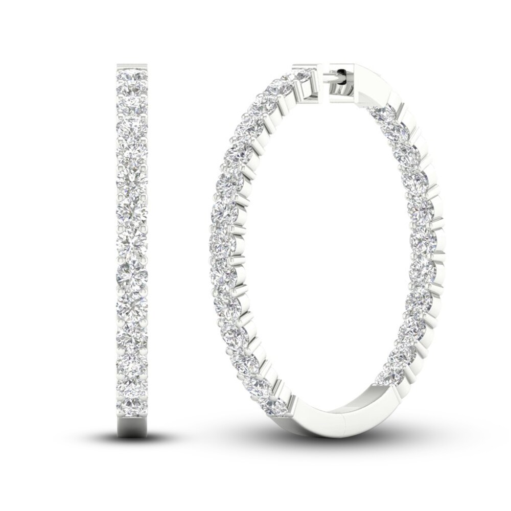 Lab-Created Diamond Hoop Earrings 7 ct tw Round 14K White Gold 1tB0jw9P