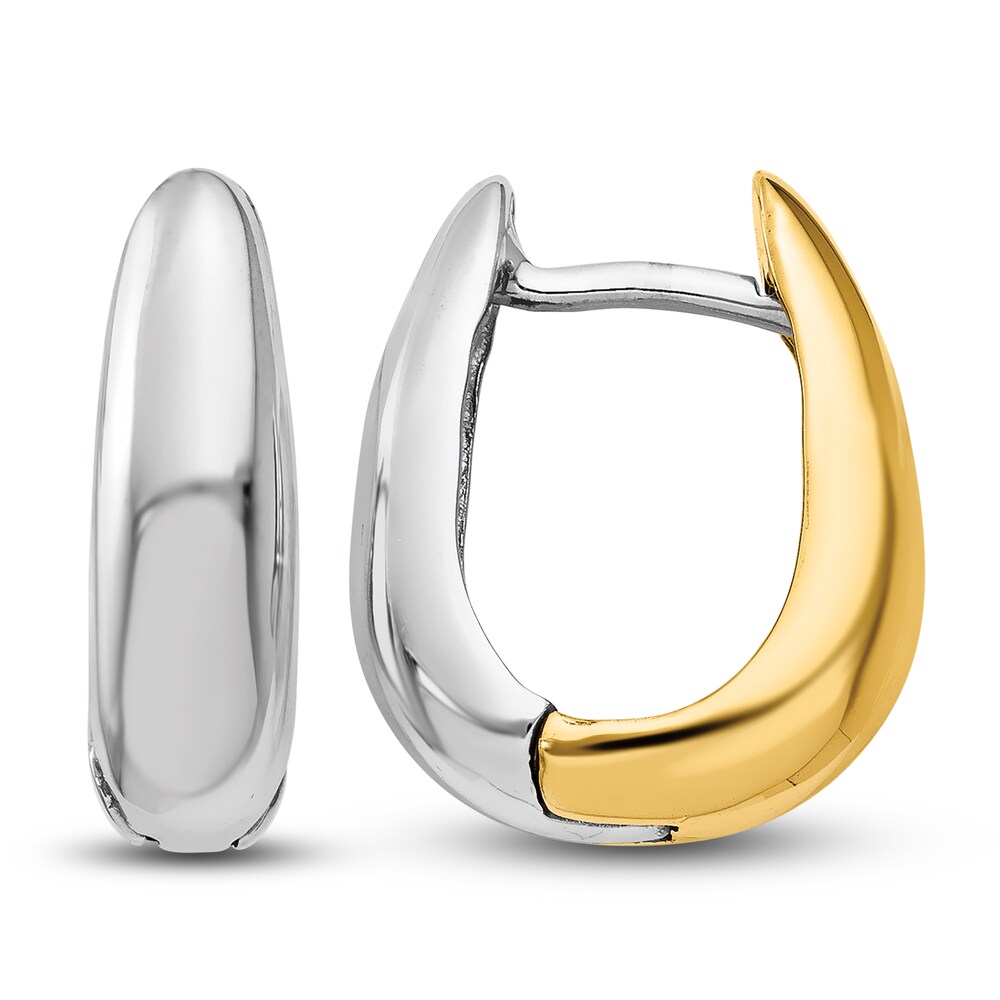 U-Shaped Hoop Earrings 14K Two-Tone Gold 1ulegdQ6