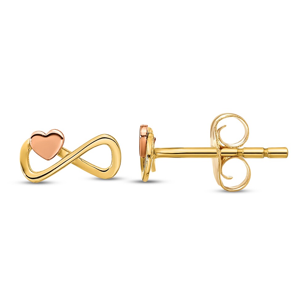 Infinity Heart Stud Earrings 14K Two-Tone Gold 1vhoAFTS