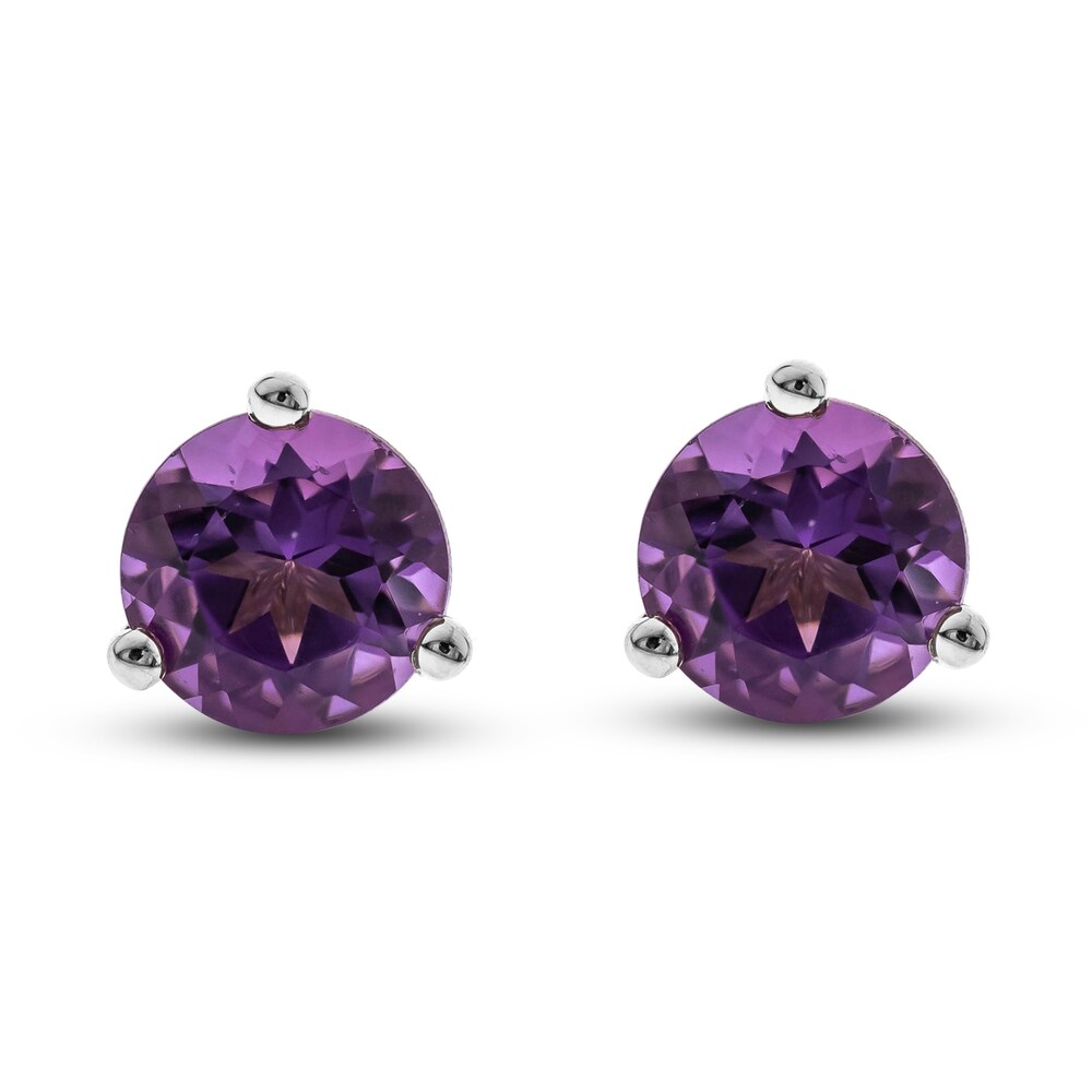 Natural Amethyst Martini Stud Earrings 14K White Gold 1y6ucTQA