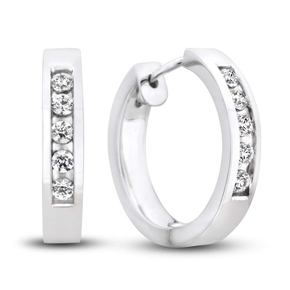 Diamond Hoop Earrings 1/2 ct tw Round 14K White Gold 1yb1GgQT