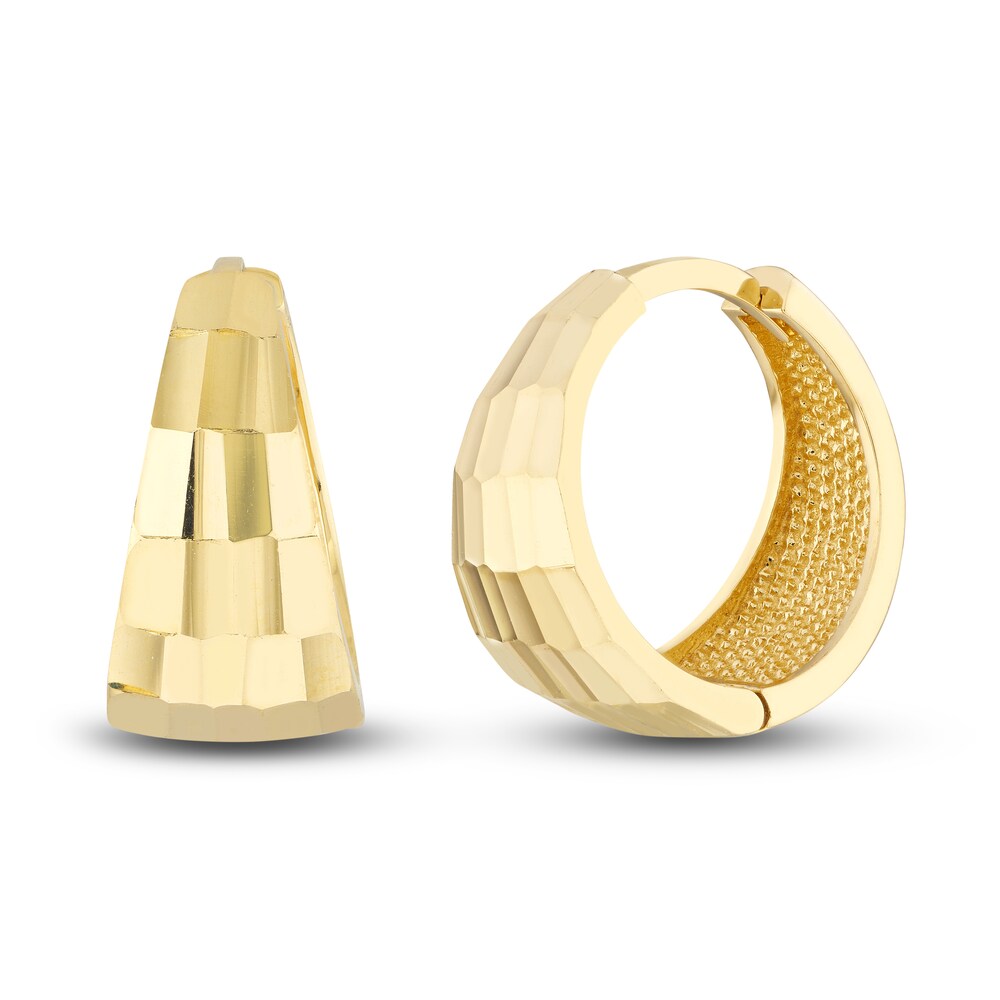 Diamond-Cut Mirror Hoop Earrings 14K Yellow Gold 22HFQSDn