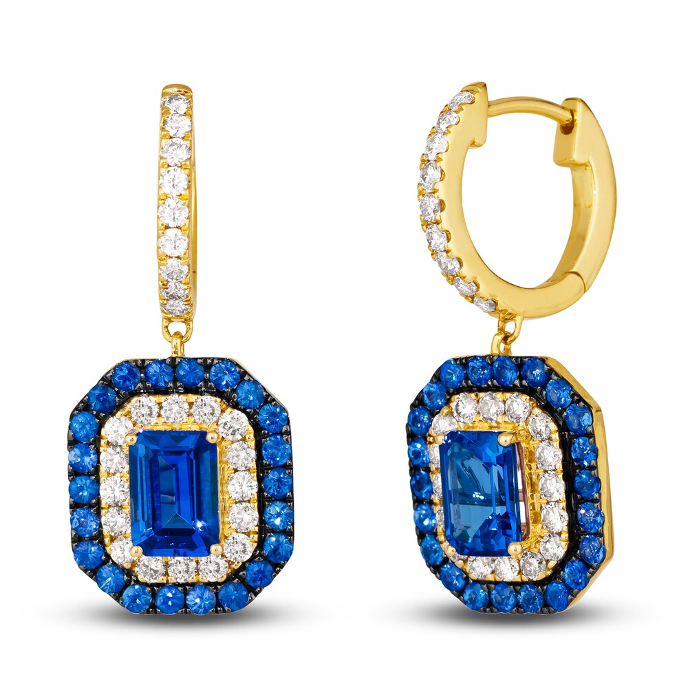 Le Vian Natural Tanzanite & Natural Sapphire Earrings 7/8 ct tw Diamonds 14K Honey Gold 280mAtgF