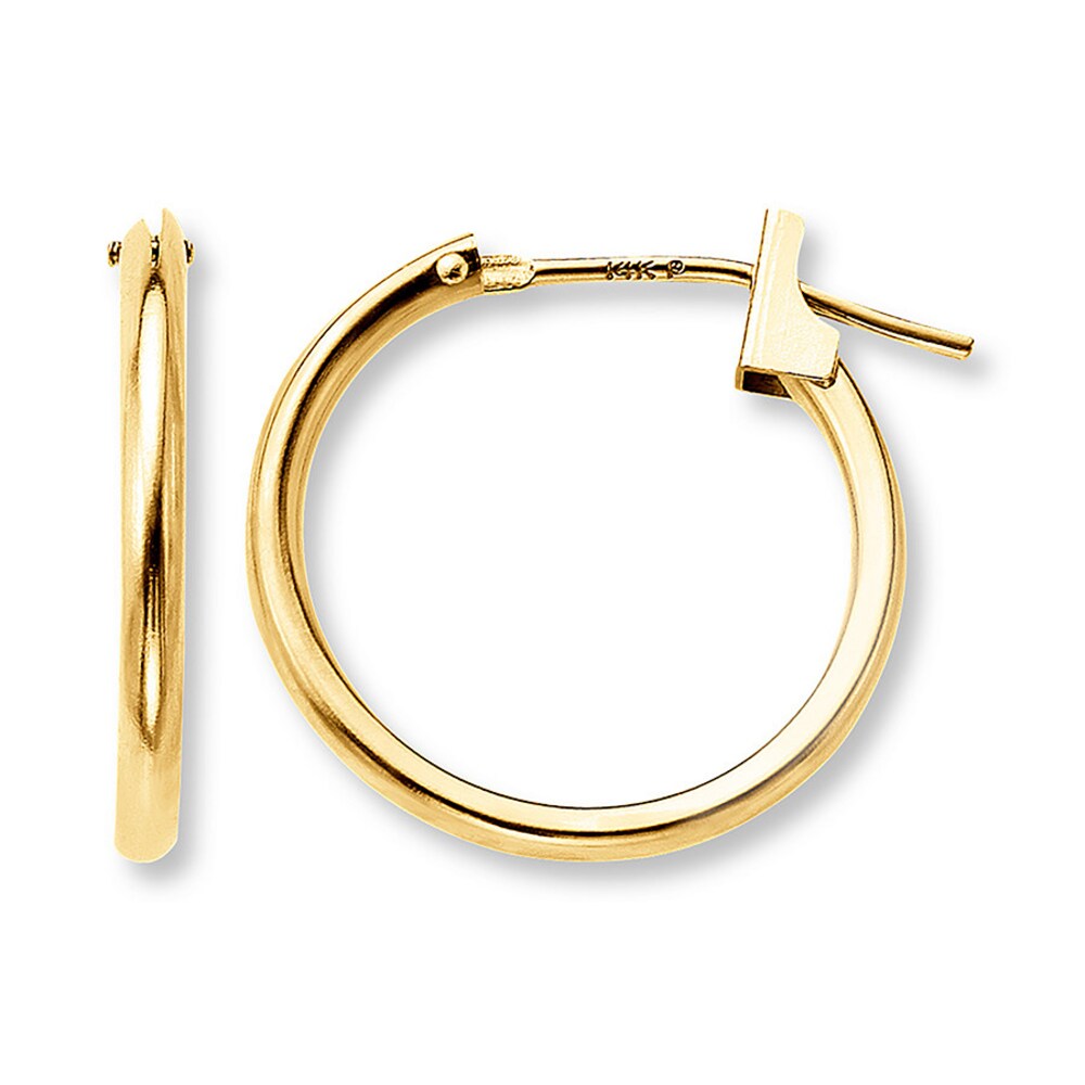 Hoop Earrings 14K Yellow Gold 15mm 2ArgWsc1