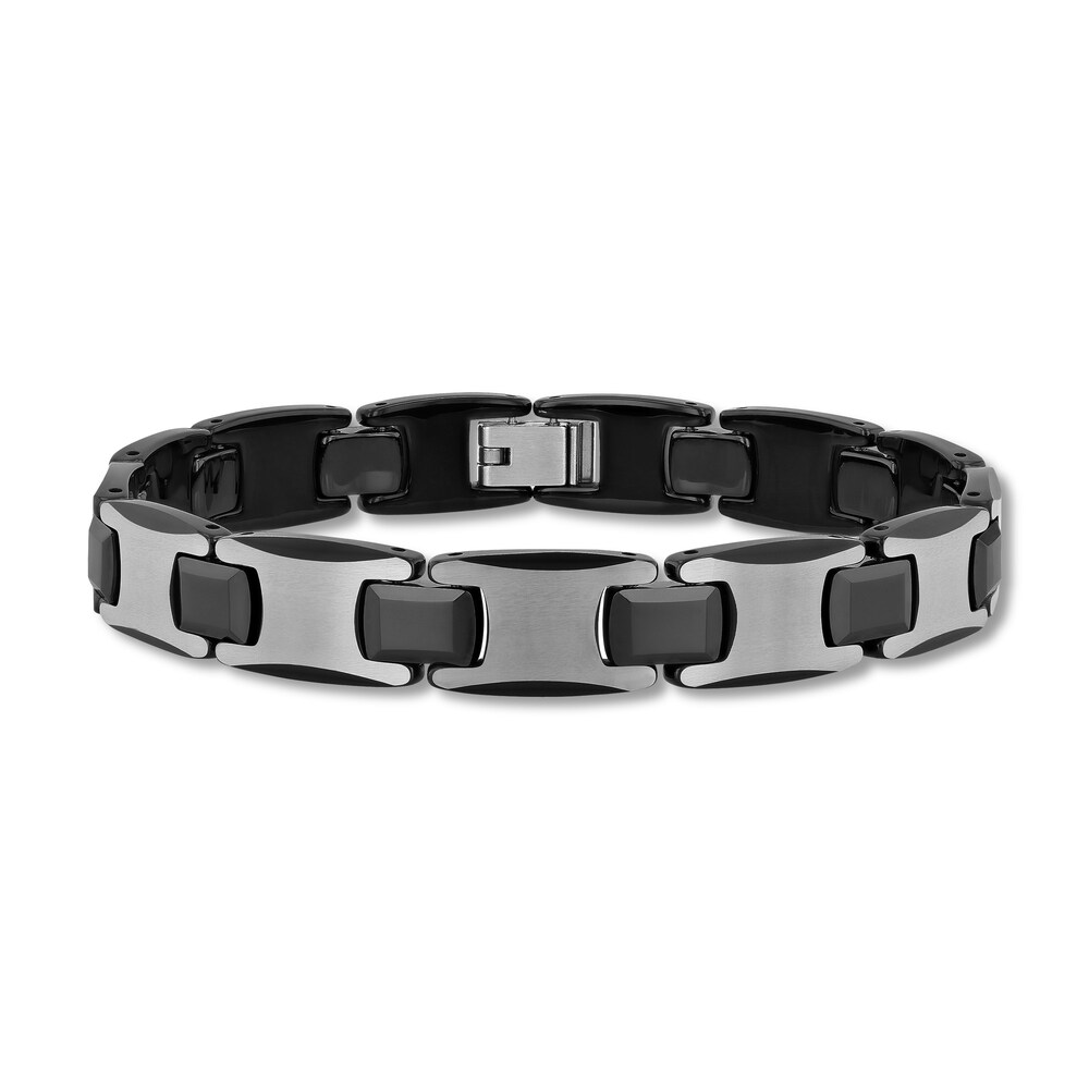 Men's Chain Bracelet Tungsten/Black Ion-Plated Stainless Steel 2CCGUHDA
