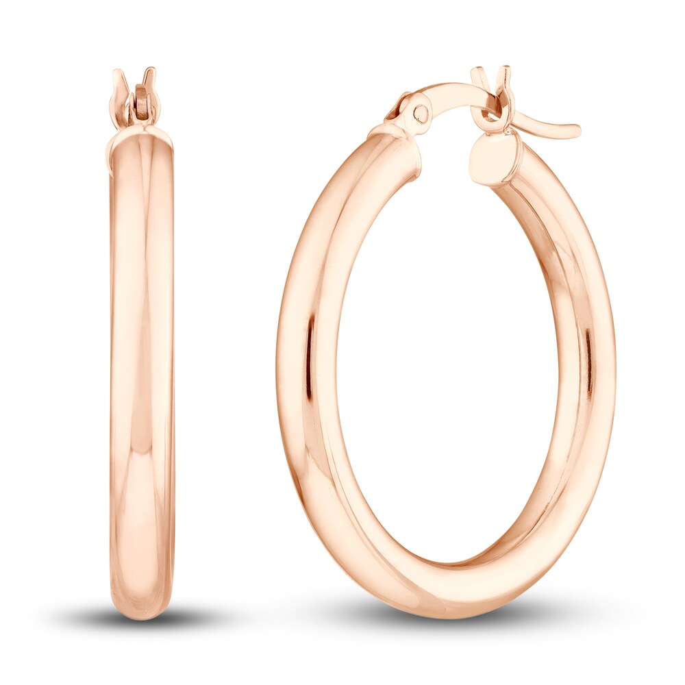 Polished Hoop Earrings 14K Rose Gold 25mm 2F86UBUH