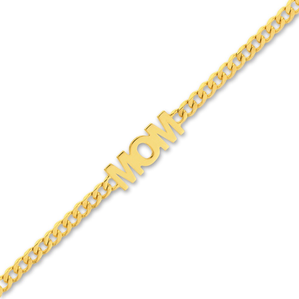 MOM\" Curb Bracelet 14K Yellow Gold 6.7\" Adj. 2Fndl8kV