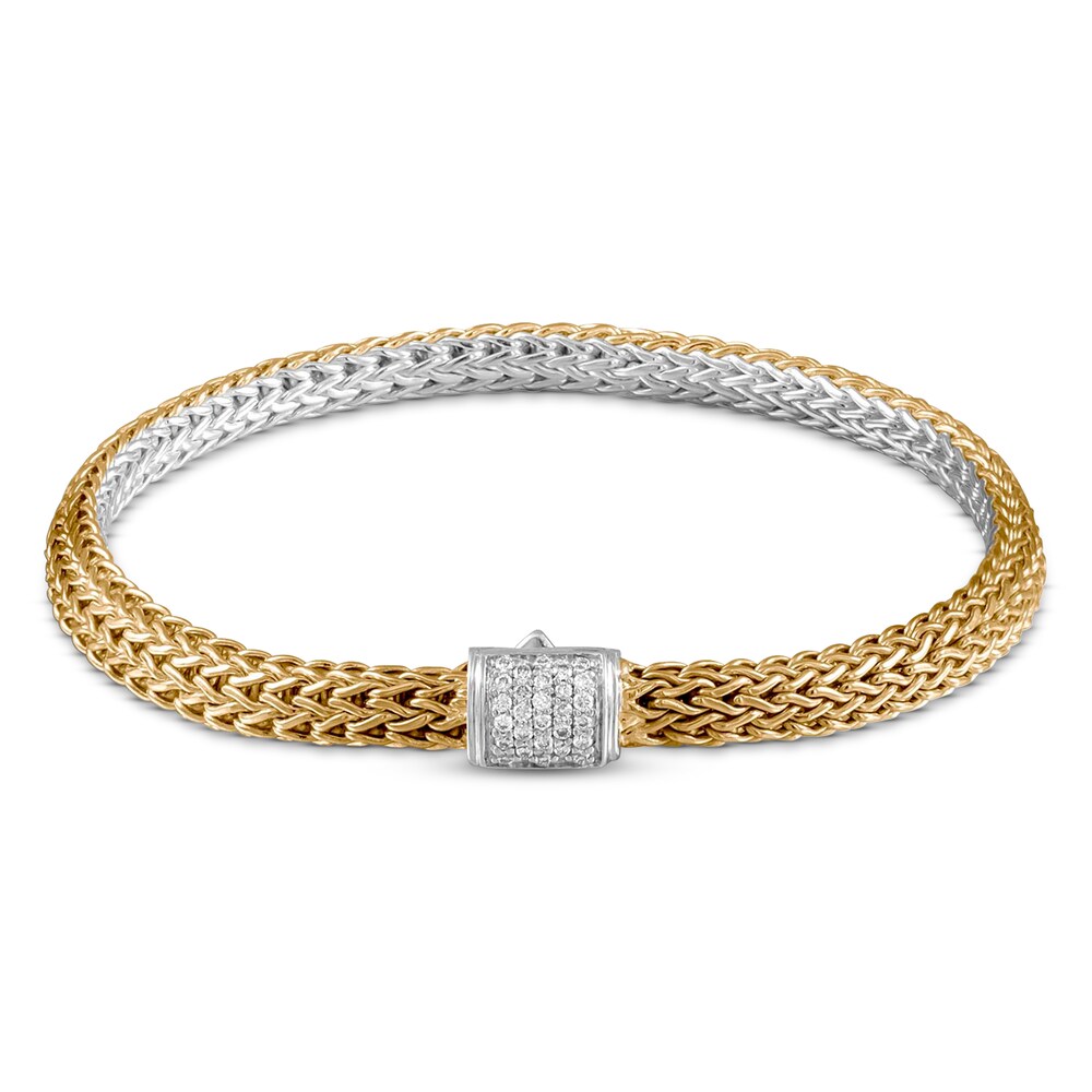 John Hardy Classic Chain Reversible Diamond Bracelet 1/8 ct tw Sterling Silver/18K Yellow Gold 2G1Qu5TI