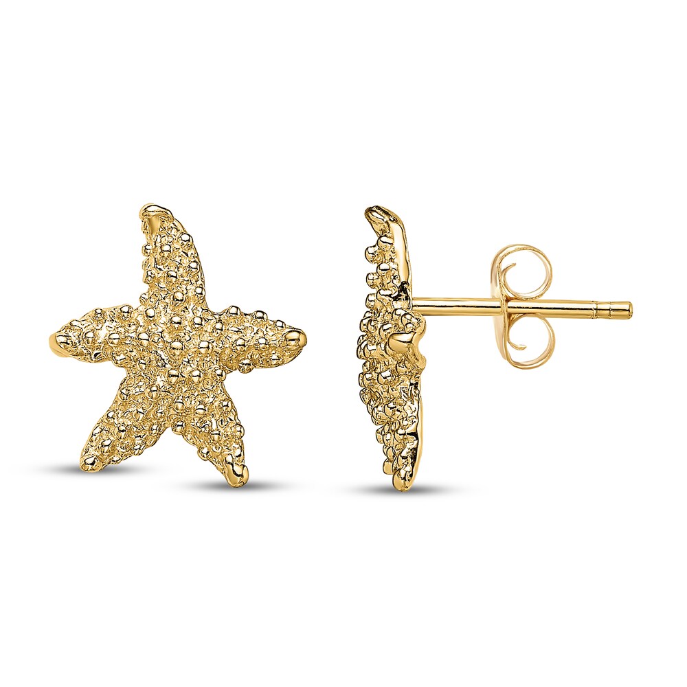 Mini Starfish Stud Earrings 14K Yellow Gold 2HFjqSPL