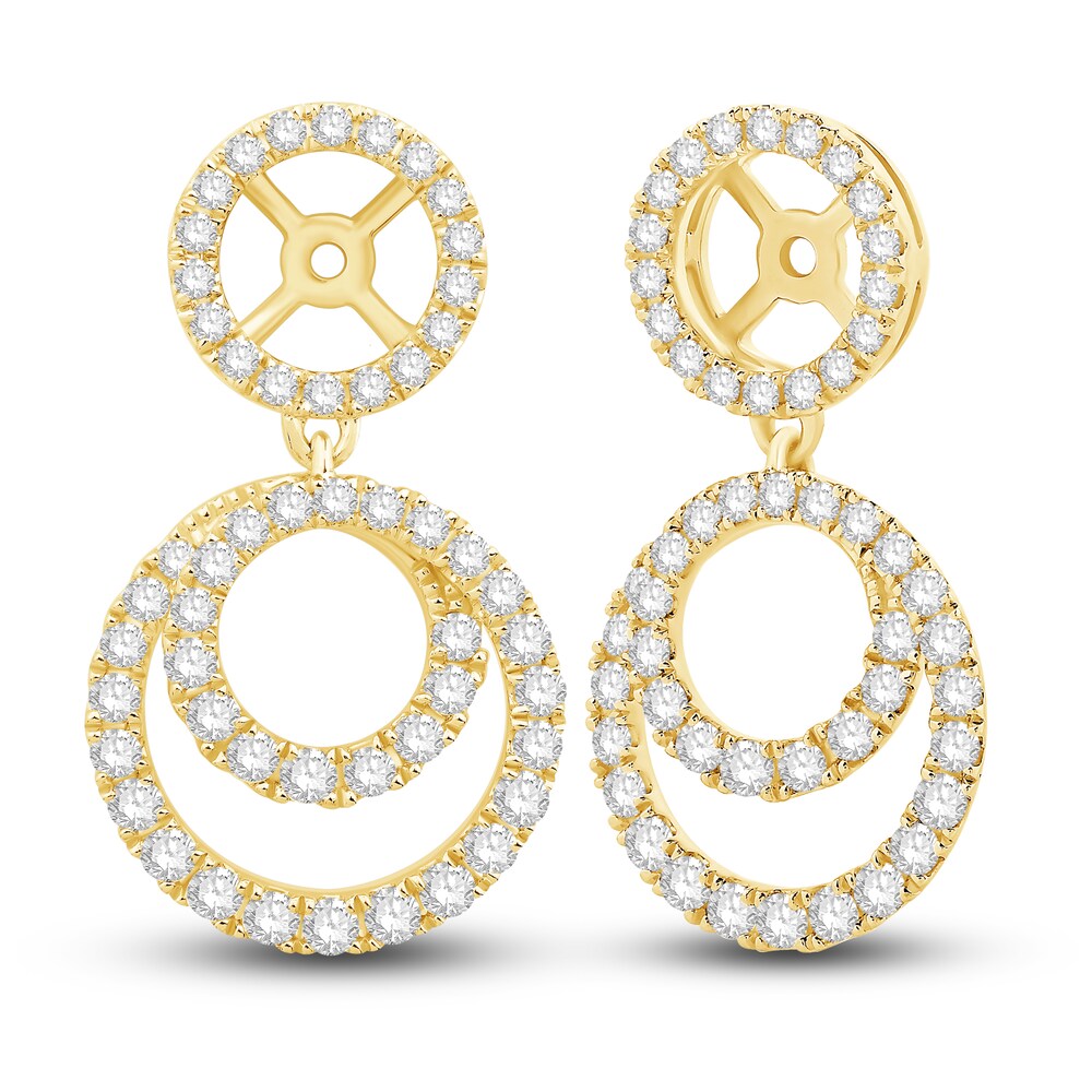 Diamond Double Halo Dangle Earring Jackets 3/4 ct tw Round 14K Yellow Gold 2JO2PkAy