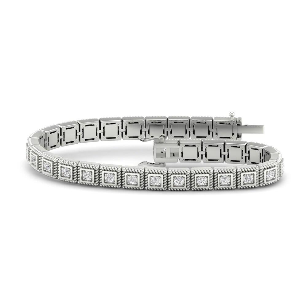 Men's Lab-Created Diamond Bracelet 2-1/2 ct tw Round 14K White Gold 8.5" 2Vt7vlnc