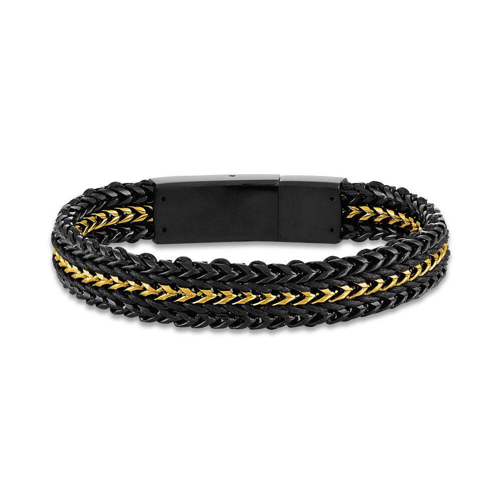 Men's Link Bracelet Black/Gold Ion-Plated Stainless Steel 2WKHNb4b