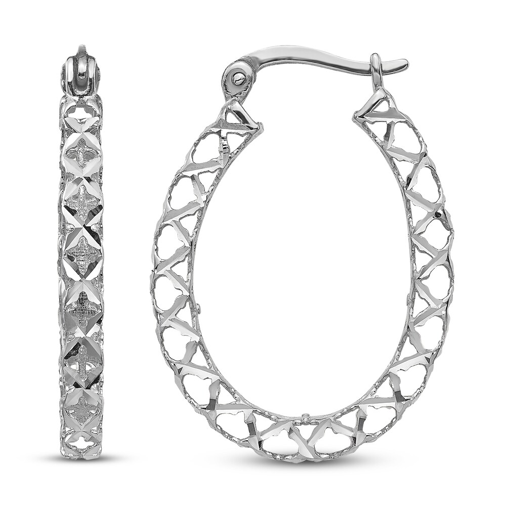 Diamond-cut Hollow Hoop Earrings 14K White Gold 2gVZ5E35