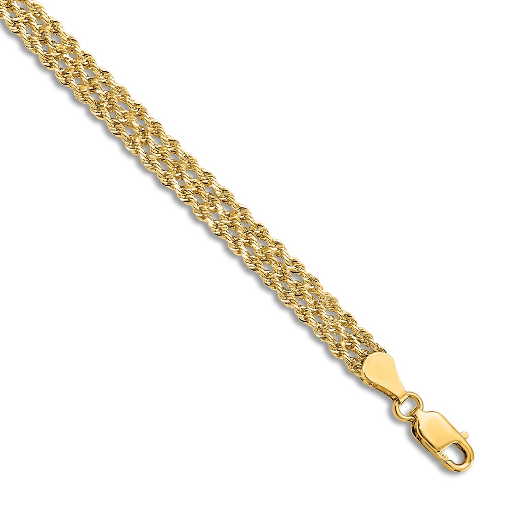 Diamond-Cut Triple Rope Bracelet 14K Yellow Gold 7\" 2n7sV7Rv