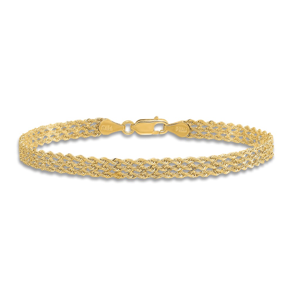 Diamond-Cut Triple Rope Bracelet 14K Yellow Gold 7\" 2n7sV7Rv