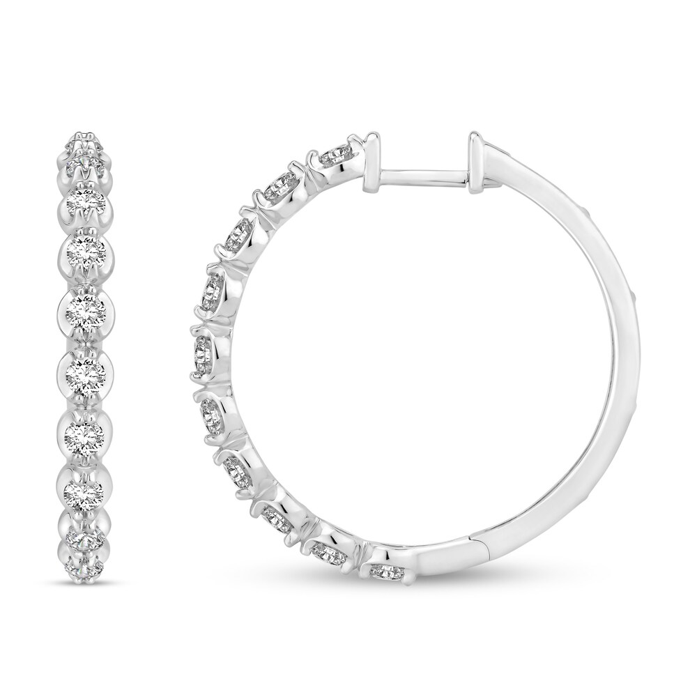Diamond Hoop Earrings 2 ct tw Round 18K White Gold 2np4mx7k