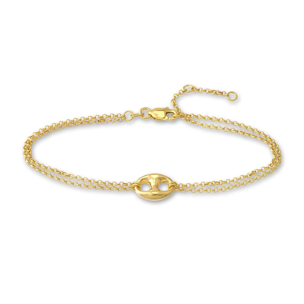 Puffy Mariner Chain Bracelet 14K Yellow Gold 7.5" 2pcv0FCz