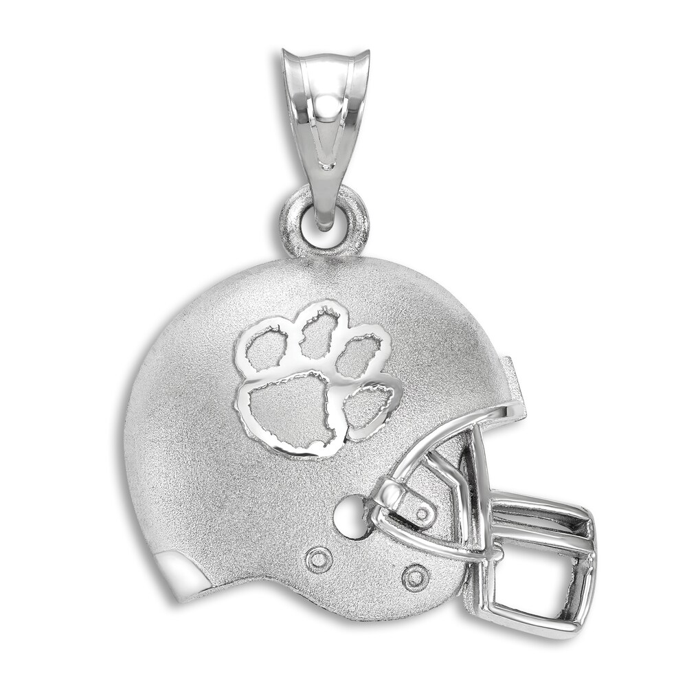 Clemson University 3D Helmet Necklace Charm Sterling Silver 2rfA79KE