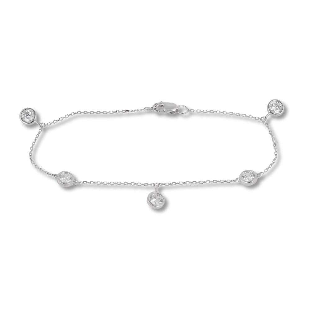 Diamond Station Bracelet 1 ct tw Round 14K White Gold 2skgmNEM