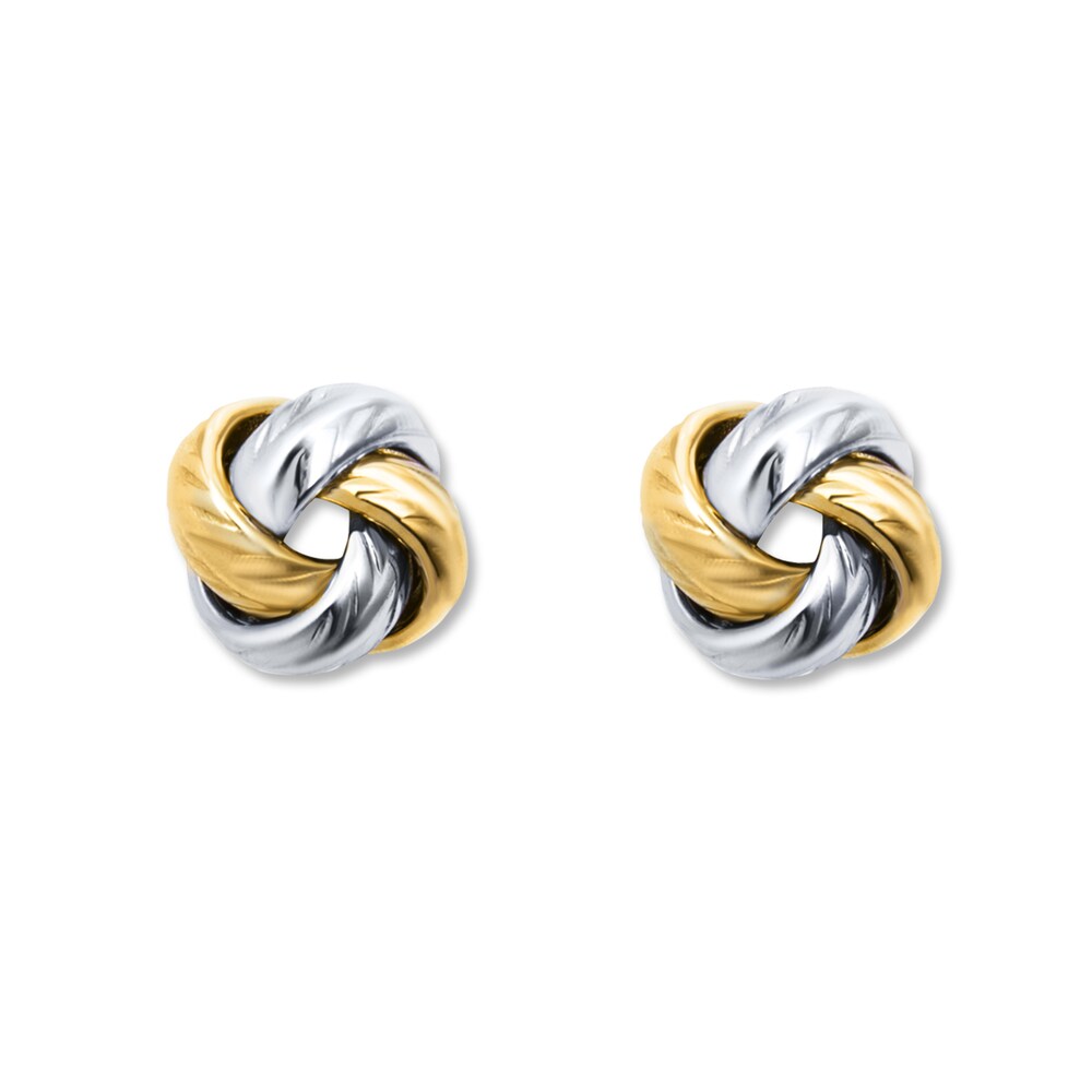 Love Knot Earrings 14K Two-Tone Gold 2wSeklyP