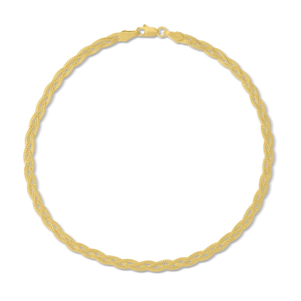 Foxtail Chain Anklet 14K Yellow Gold 2yGtpm5x