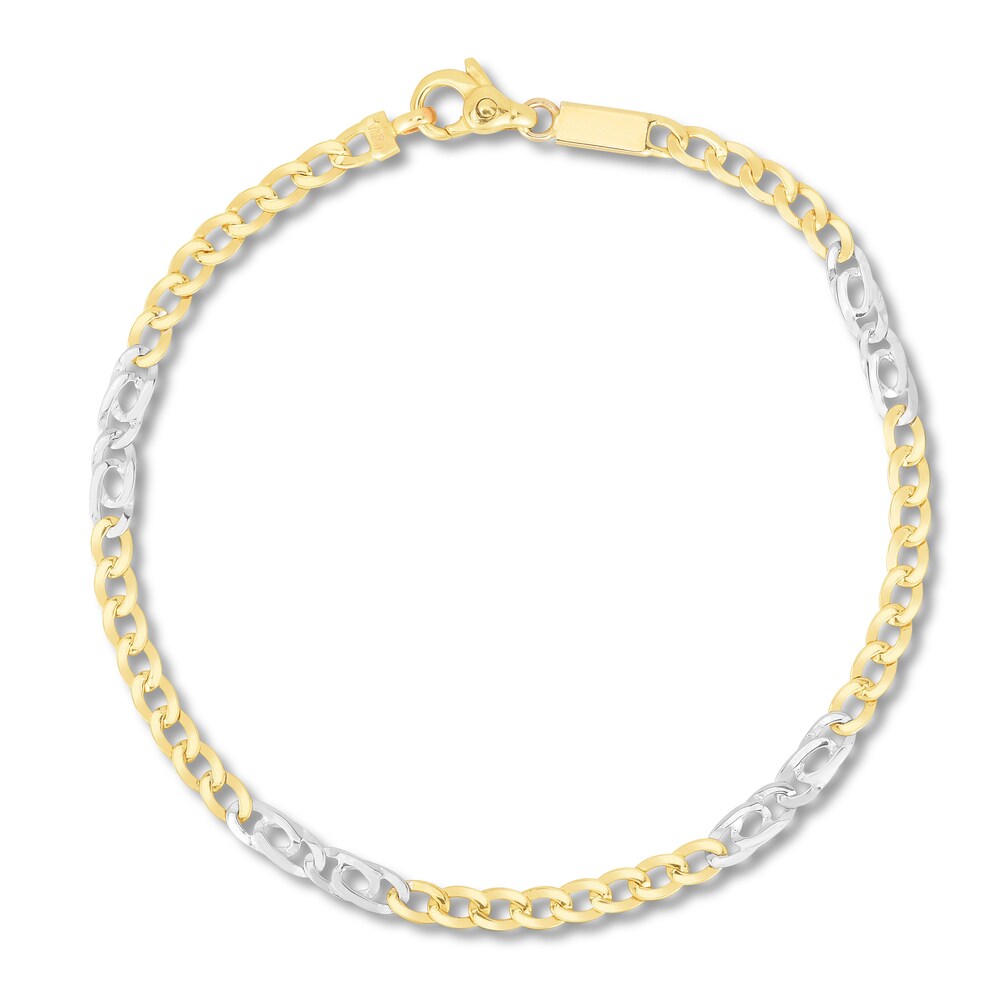 Curb Link Chain Bracelet 14K Two-Tone Gold 30X8X9BI
