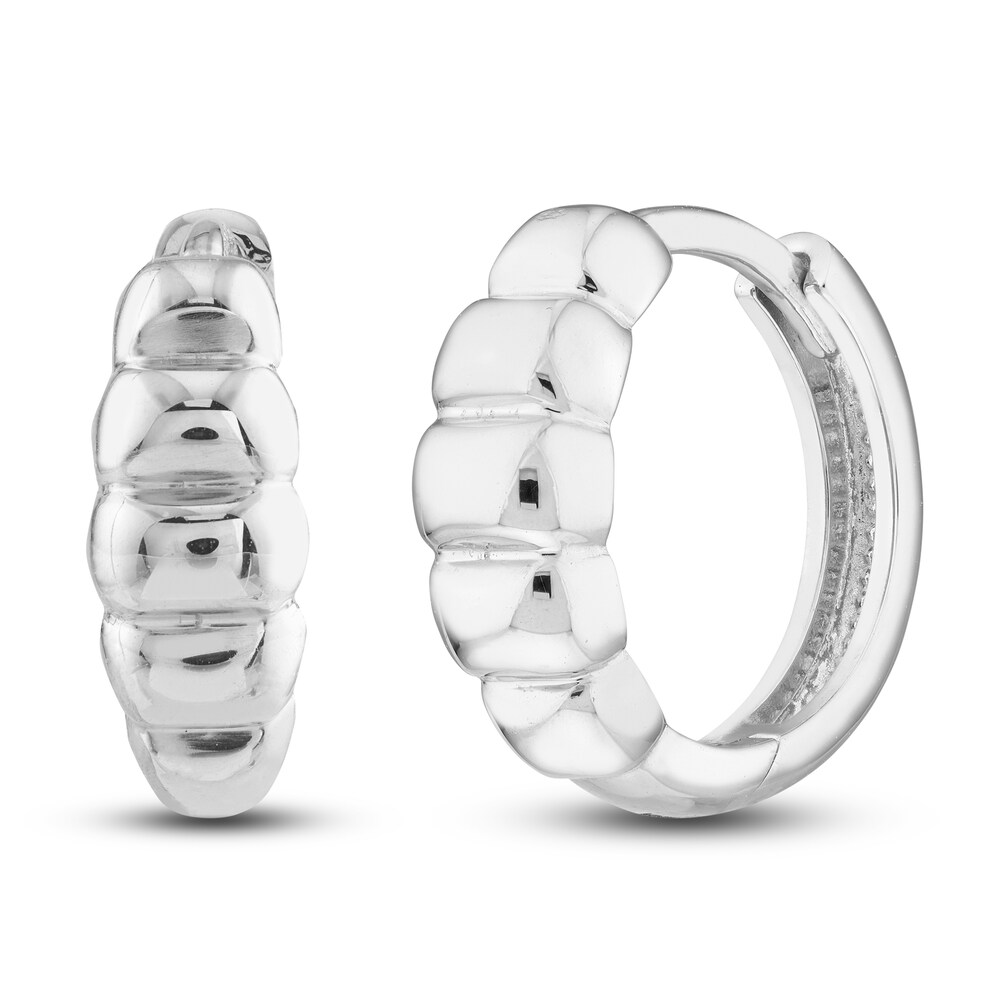 Puffy Huggie Earrings 14K White Gold 324Utnf5 [324Utnf5]