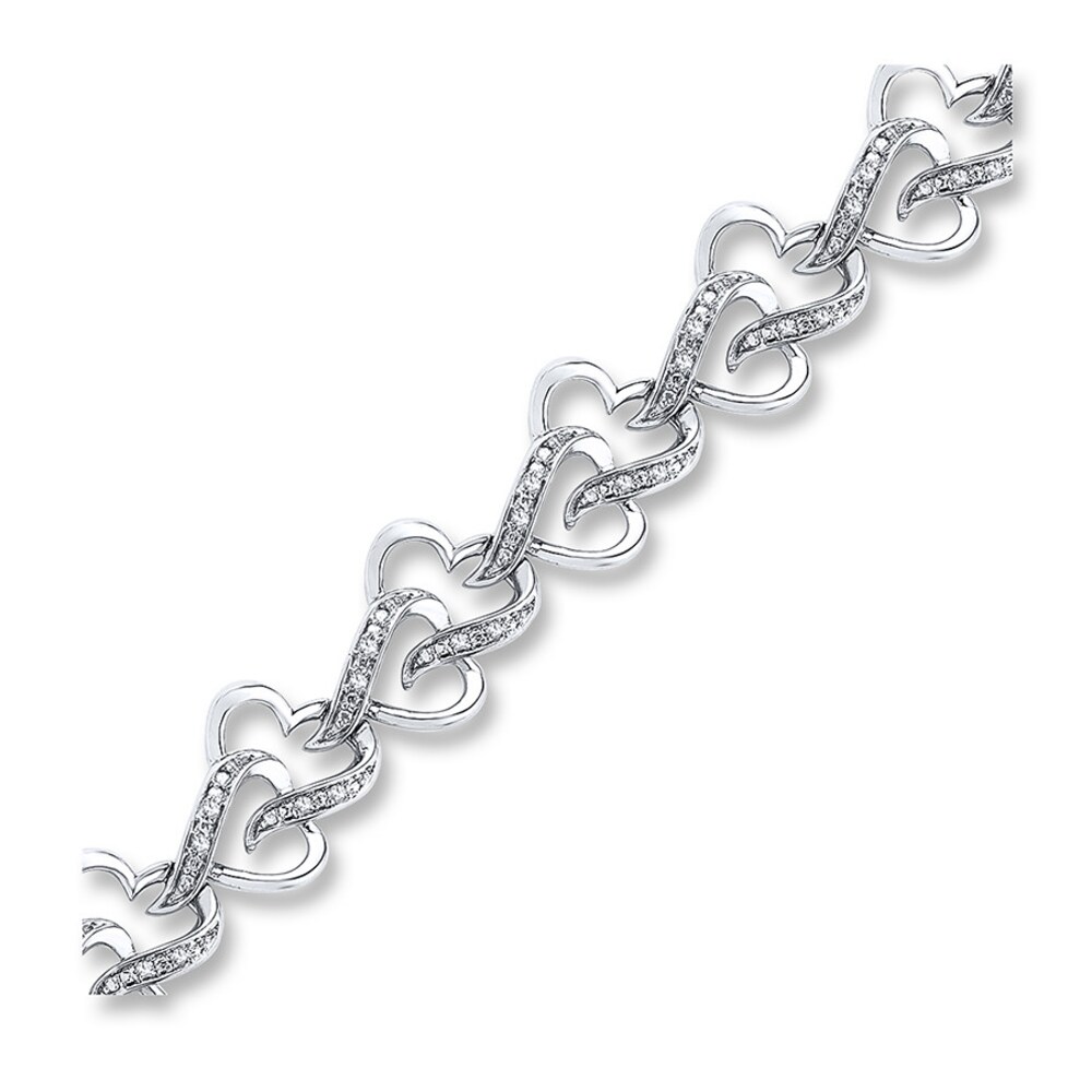 Diamond Heart Bracelet 1/4 ct tw Round-cut Sterling Silver 32g0rejD