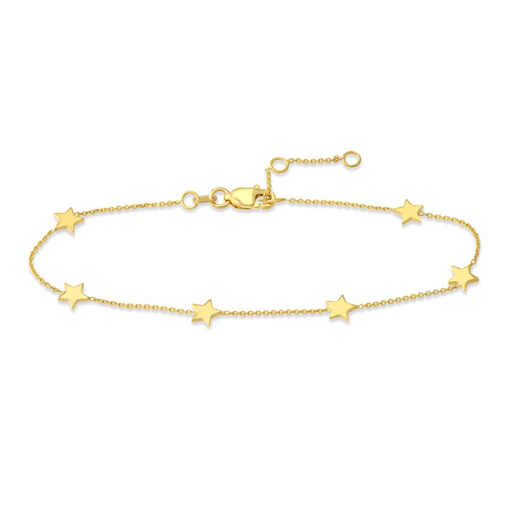 6-Star Station Bracelet 14K Yellow Gold 7.3" Adj. 33j9OwL3