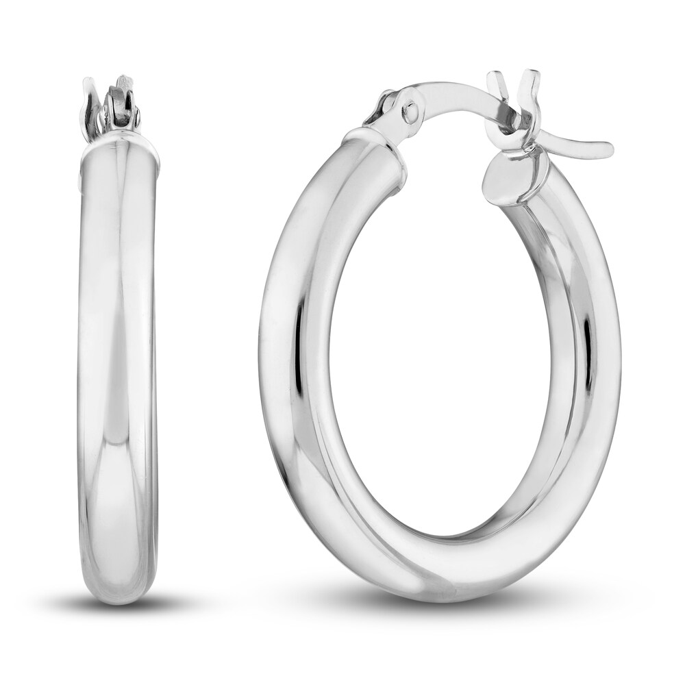 Polished Hoop Earrings 14K White Gold 20mm 33v24CJT