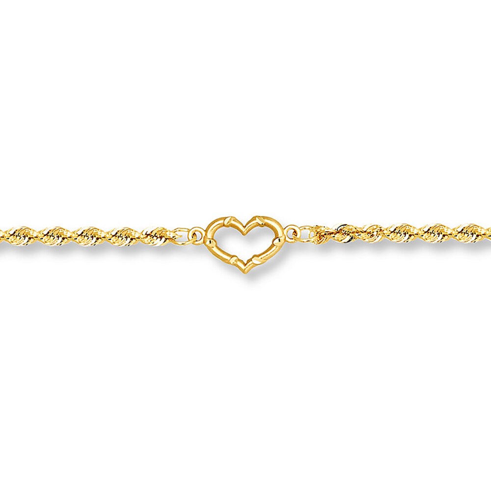 Heart Anklet 14K Yellow Gold 10-inch Length 341eksmh