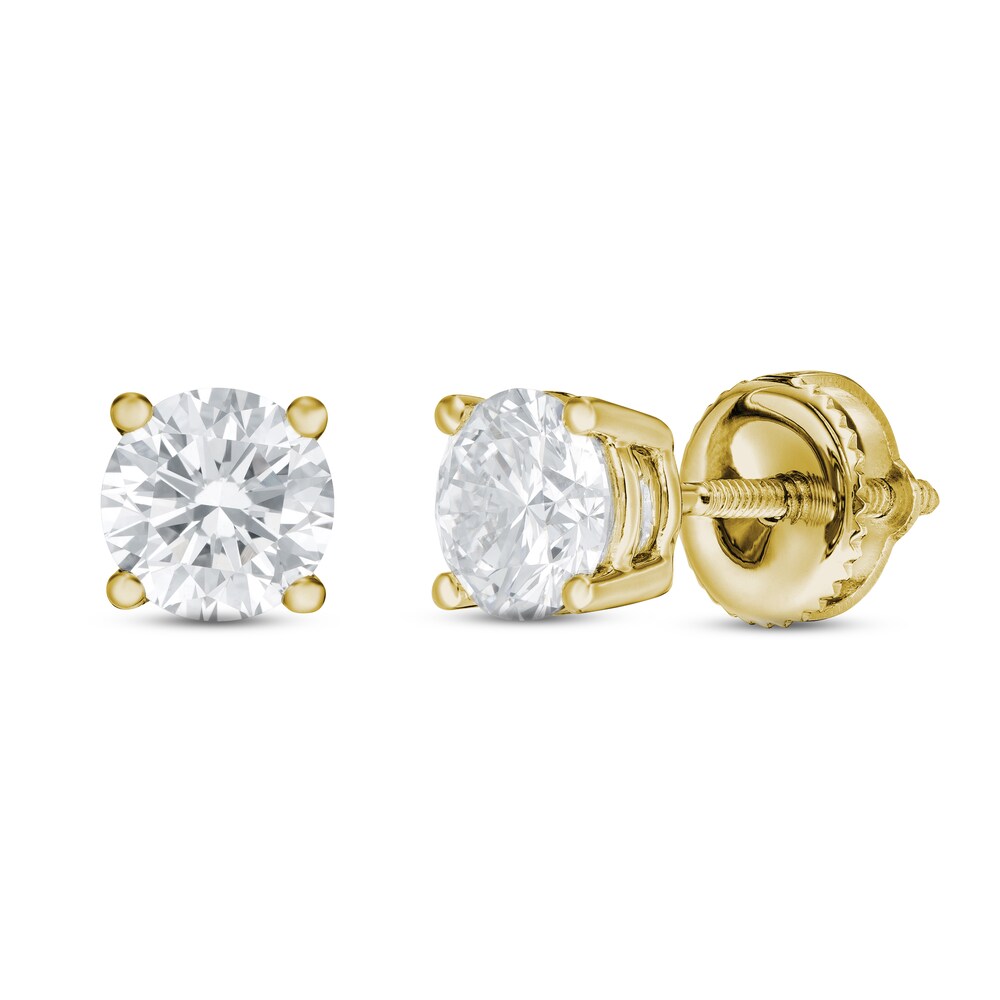 Lab-Created Diamond Solitaire Stud Earrings 1 ct tw Round 14K Yellow Gold (SI2/F) 35A0yzQI