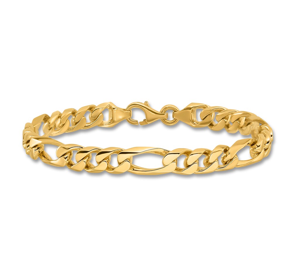 Men's Figaro Chain Bracelet 14K Yellow Gold 8.0mm 8" 36tr1KlW