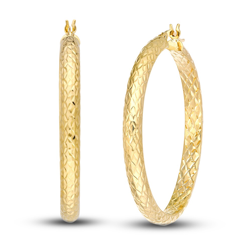Diamond-Cut In/Out Hoop Earrings 14K Yellow Gold 40mm 389xjPgH