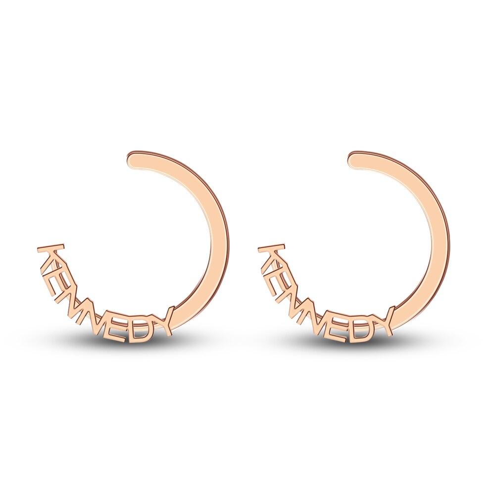 Personalized Name High-Polish Hoop Earrings Rose Gold-Plated Sterling Silver 43mm 3D7ZC3VC