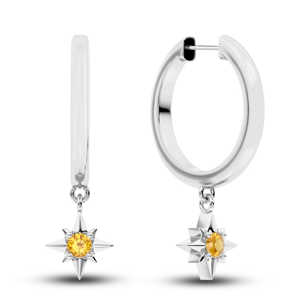 Juliette Maison Natural Citrine Starburst Hoops 10K White Gold 3ExBDeqc