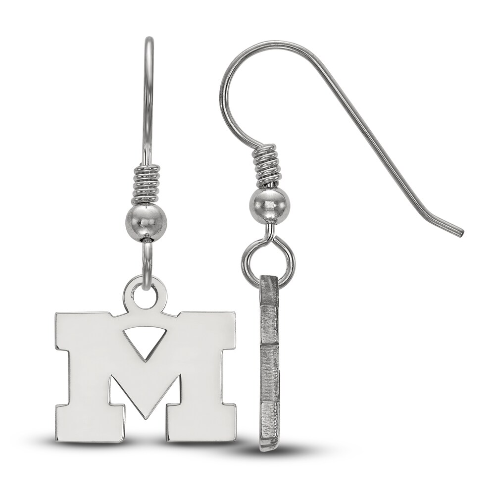 University of Michigan Dangle Earrings Sterling Silver 3Gn6NVME