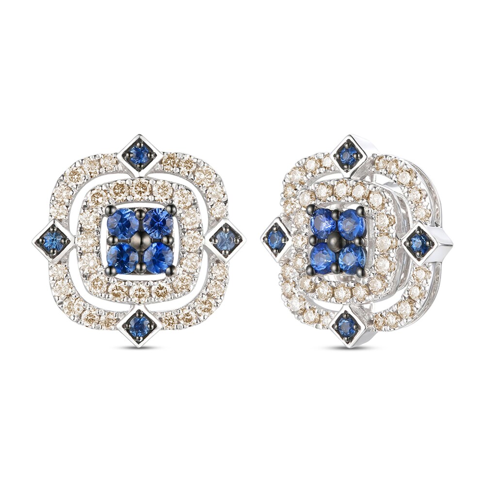 Le Vian Natural Blue Sapphire Earrings 7/8 ct tw Diamonds 14K Vanilla Gold 3HoaQEYm