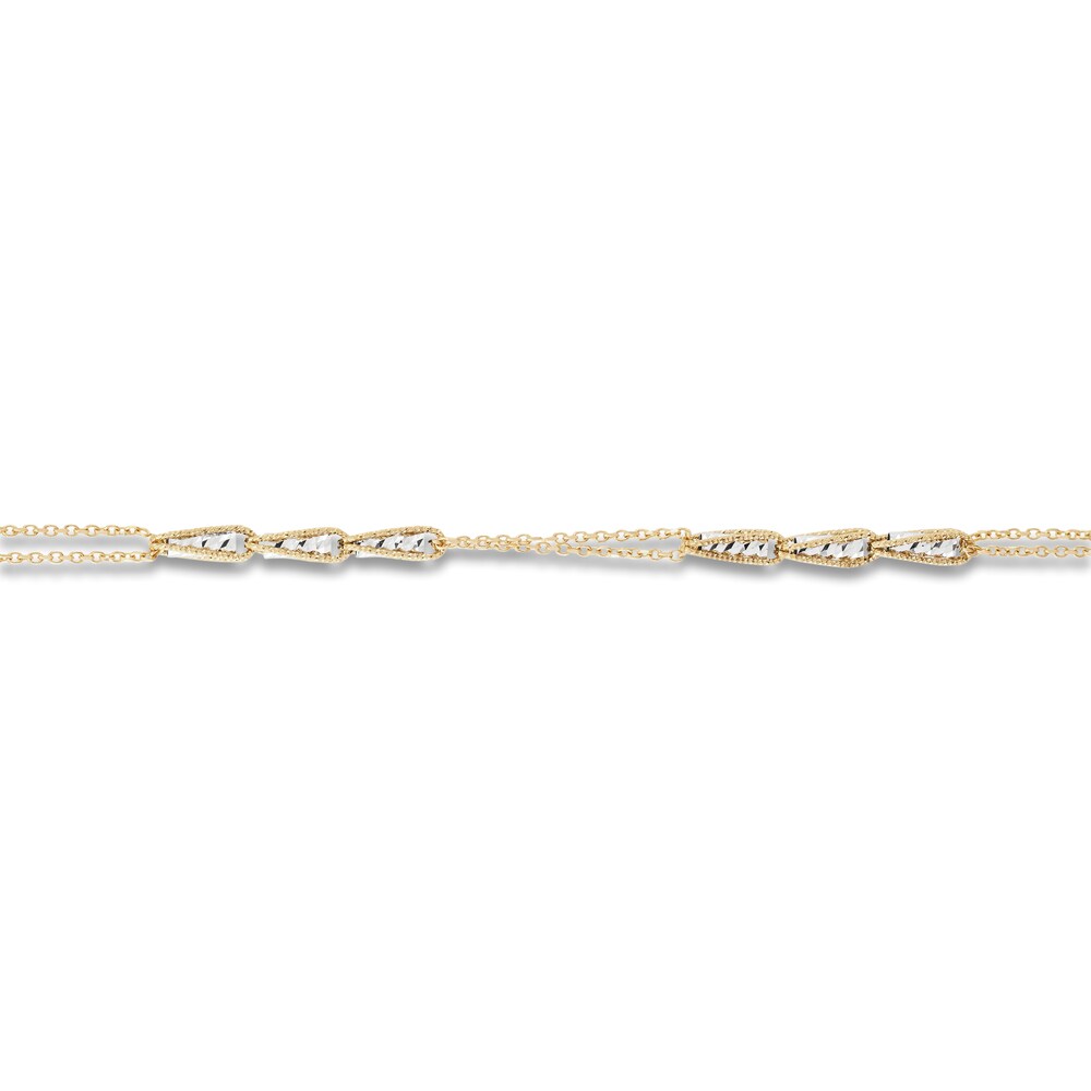 Italia D\'Oro Rolo Chain Bracelet 14K Two-Tone Gold 7\" 3QdMAaZc