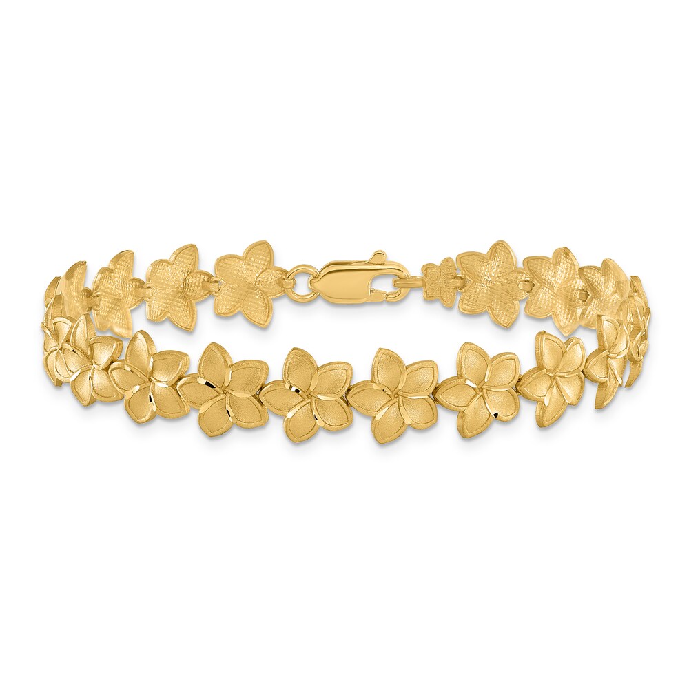 Plumeria Bracelet 14K Yellow Gold 7.25" 3R3Kzu4U