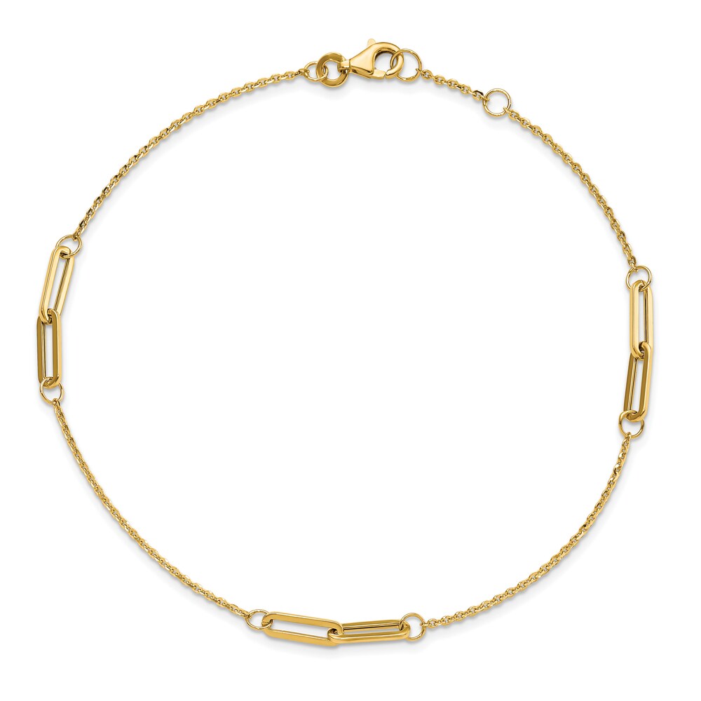 Paperclip Link Stations Anklet 14K Yellow Gold 3SRCkxAY