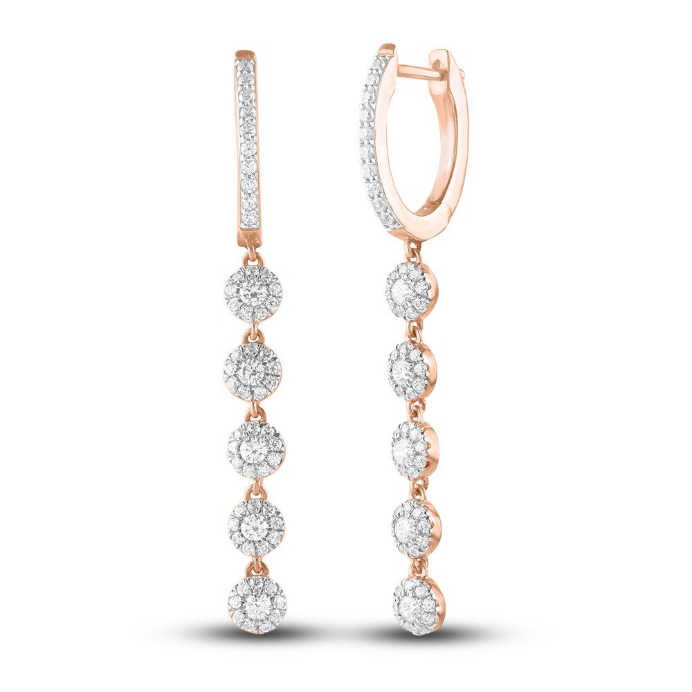 Diamond Drop Earrings 1 ct tw Round 14K Rose Gold 3Uf0kAnO