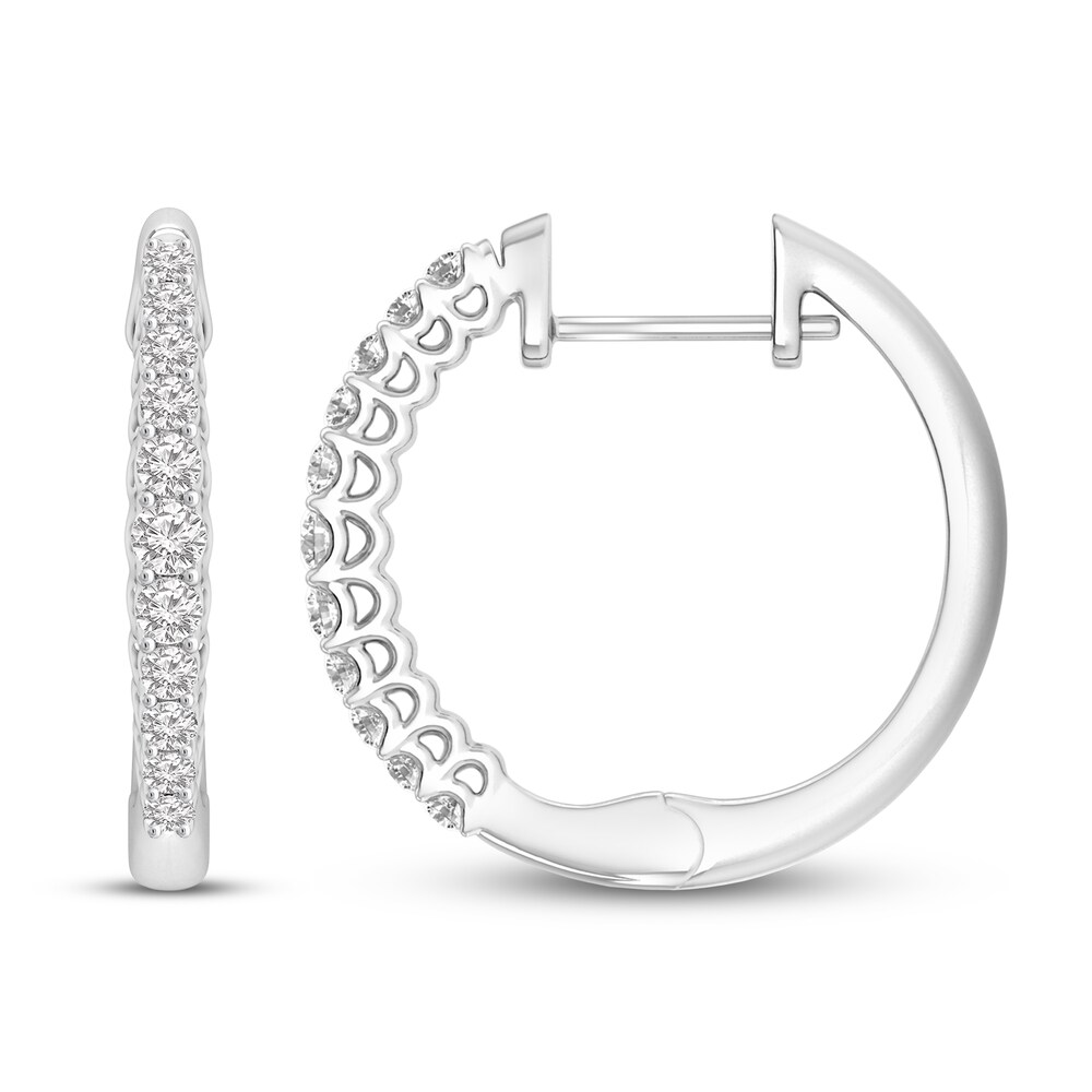 Diamond Hoop Earrings 1/4 ct tw Round 10K White Gold 3Xk4xvDv