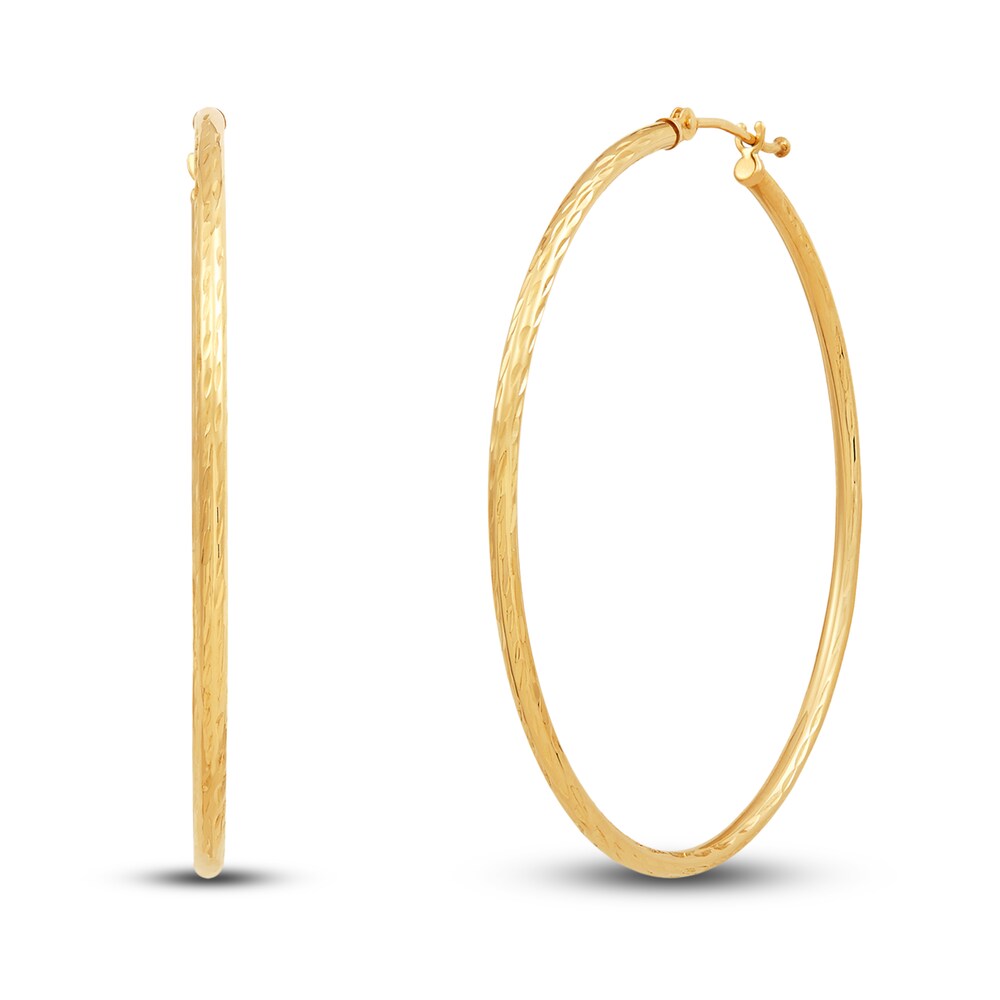 Round Tube Hoop Earrings 10K Yellow Gold 3dFC5sxp